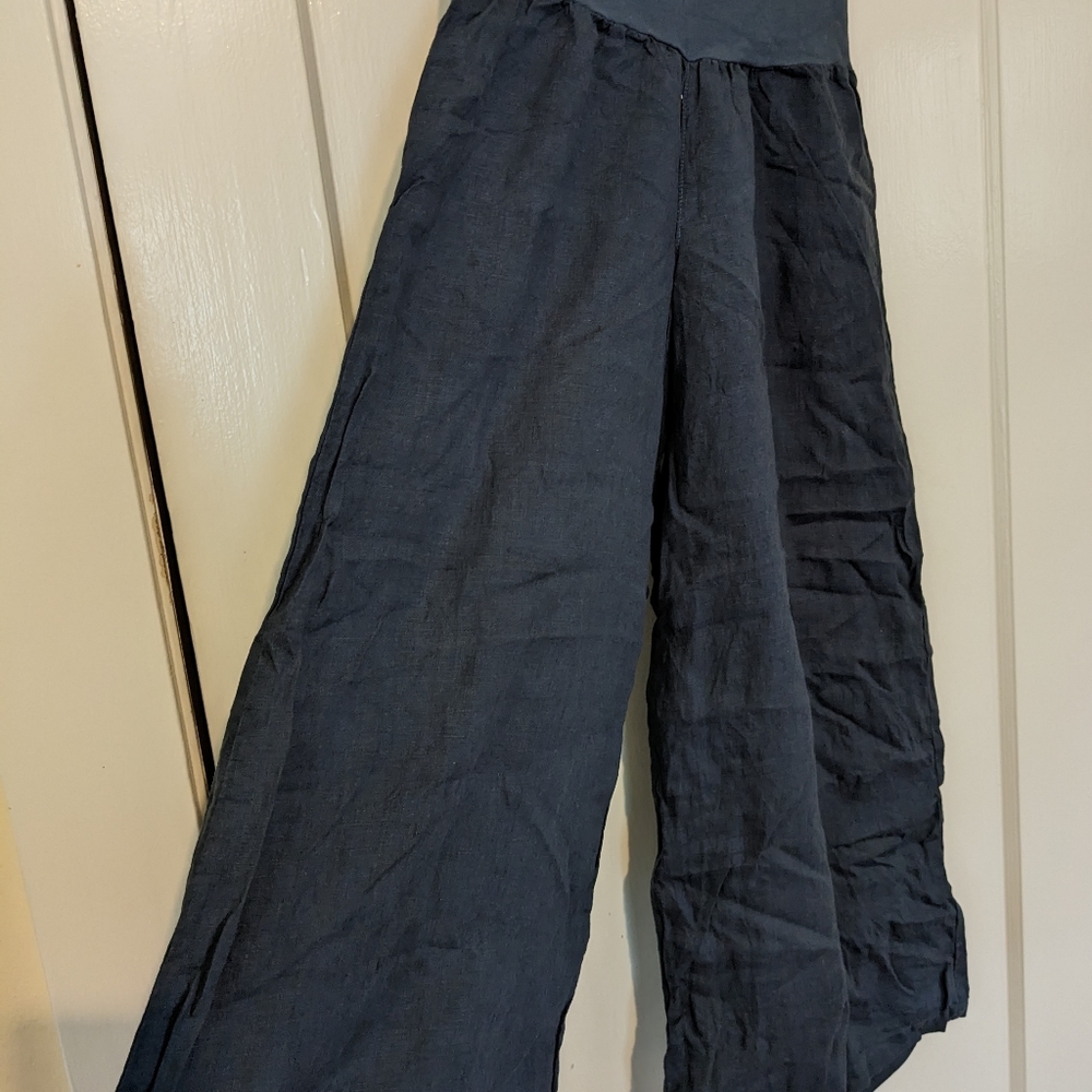 100% Blue Linen Cotton Basics pants; S